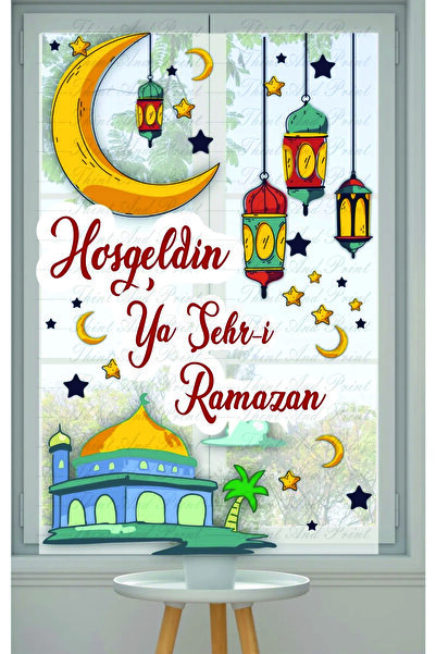 Tekin Store Ramazan Ayı Temalı Cam Duvar Süsleri Hoşgeldin Ramazan Sticker Seti