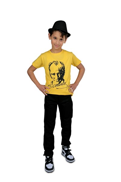 FATELLA Unisex dečji Ataturk Štampano sa turskom zastavom Pamuk komada T-shir...