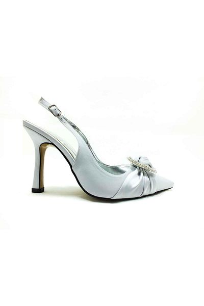 Çarıkçım Pantofi de piatră cu toc Caprito Argintiu-satin 13 Y-903