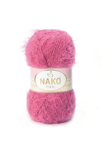 NAKO Paris 06578 5 Pieces Hand Knitting Threads Vest Cardigan Scarf Sweater Beanie Threads Dark Pink