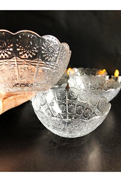 DİBA AVM 6 Pieces Star Glass Bowl Compote Set Treat Snack Bowl Presentation Bowl 6 Pieces Bowl Snack Bowl
