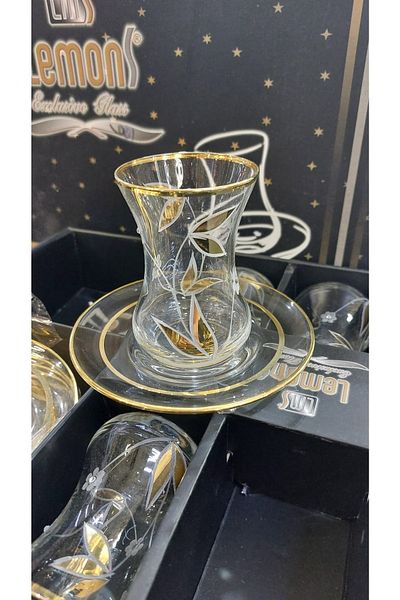 Lemons Zambak Lux 12 Piece Gilded Stone Tea Set