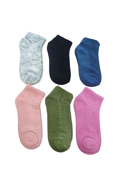 Leement socks Дамски комплект от 6 икономични къси чорапи до глезена от обратен хавлиен памук