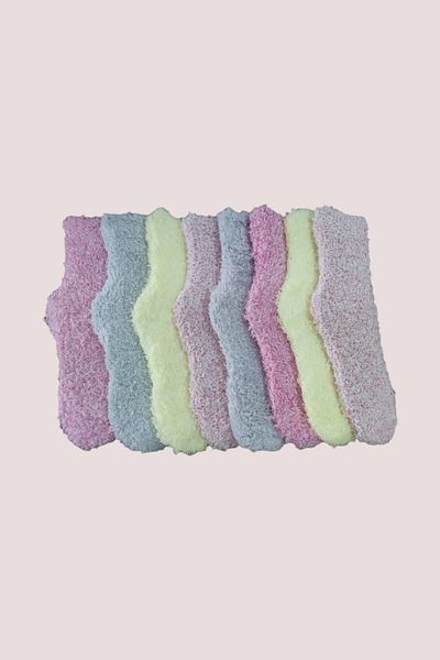 Leement socks 8 чифта плюшени чорапи за сън, цветни, нормални, до глезена