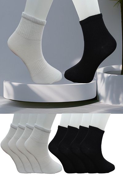 Leement socks Άνευ ραφής 8 ζευγάρια επίπεδες μεσαίες αθλητικές κάλτσες