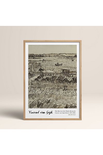 HOMEPACK Рамкирана картина на Винсент Ван Гог 30x40см 40x60см 50x70см Черно-бяла дървена рамка Vangogh019