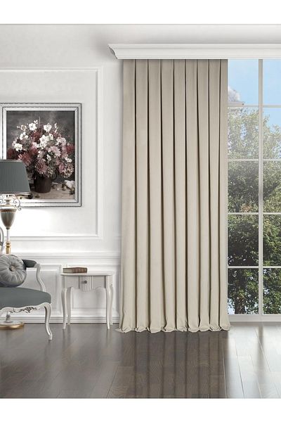 Solinas Collection Diamond Stone 1X3 Close Pleated Background Curtain - Single Wing