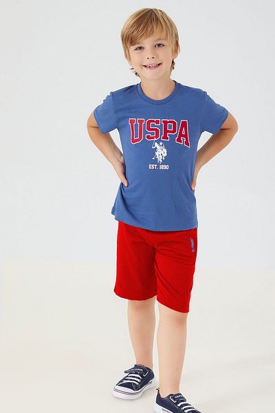 U.S. Polo Assn. Élénk természetes selyem Midnight Blue fiú bermuda öltöny