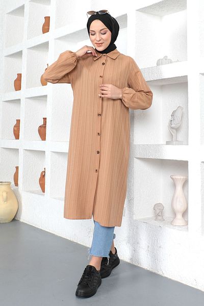 Tesettür Dünyası Plus Size Lange Tunika Tsd230362 Tan