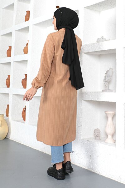 Tesettür Dünyası Plus Size Long Tunic Tsd230362 Tan