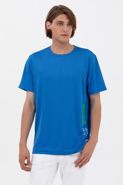 U.S. Polo Assn. Tricou albastru cu decolteu normal