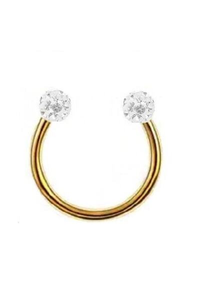 agbtasarım Taşlı Epoxy Kaplama "septum, Helix" Burun Toplu Yarım Halka Piercing (%100 Cerrahi Çelik)