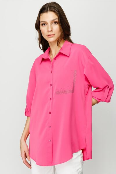 Genel Markalar Taş Detaylı Cepli Uzun Gömlek Gömlek 29614309