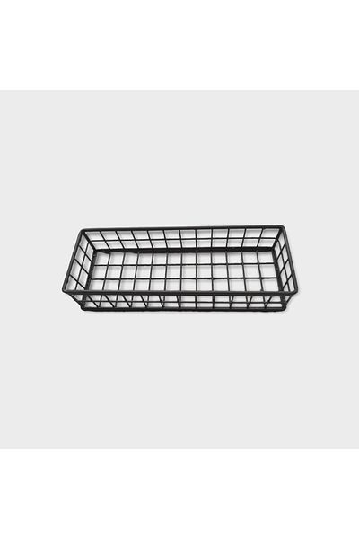 GO DEKOR Asortik Medium Size Flat Decorative Rustic Wire Basket - Single (New)
