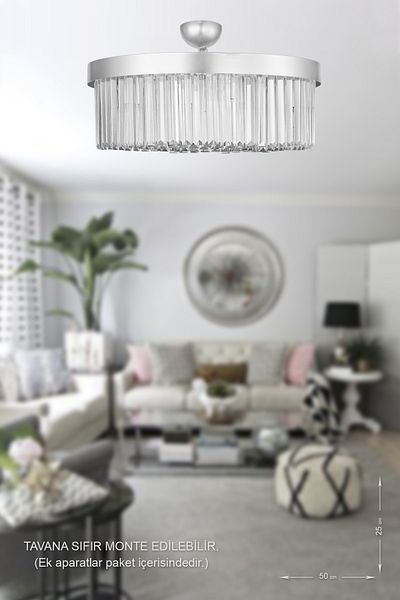 Avizemoda Desina 50' Crystal Stone Luxury Chandelier - (silver-gilt)