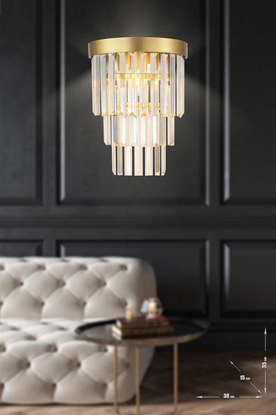 Avizemoda Desina Crystal Stone Luxury Sconce - (yellow-gilt)
