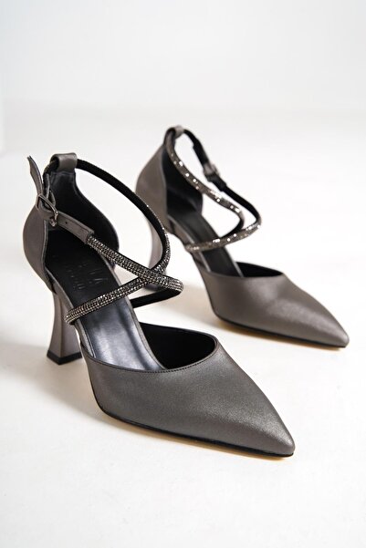 Modabuymus Kalice Platinum Stone Stiletto Goblet Heeled Shoes