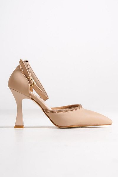 Modabuymus Topez Nude Stiletto Evening Dress Stoned Heeled Shoes