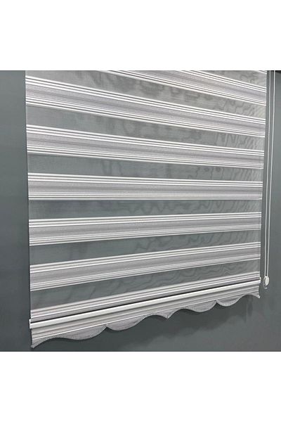 CEYHAN STORE Zebra Roller - Ecru Gray Luxury Curtain Skirt