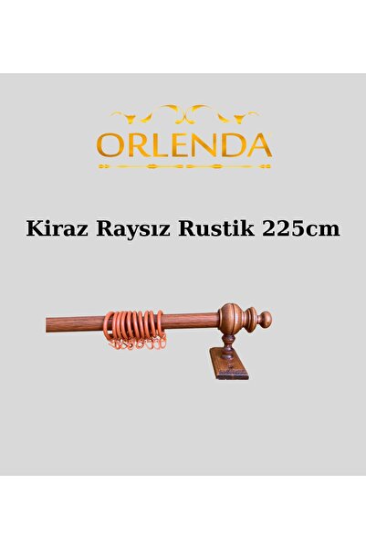 Orlenda Suport pentru perdele rustic din aluminiu cu cap din lemn, fara sina,...