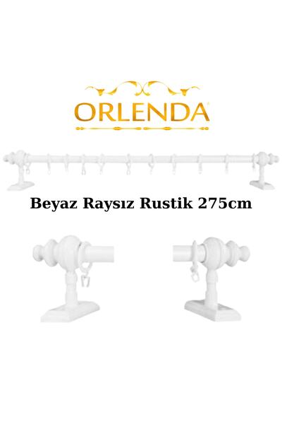 Orlenda Wooden Head Aluminum Pipe Rustic Curtain Hanger Without Rails 275 Cm