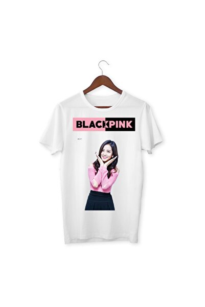 YAPO TİCARET Jiiso Black Pink Printed White T-shirt
