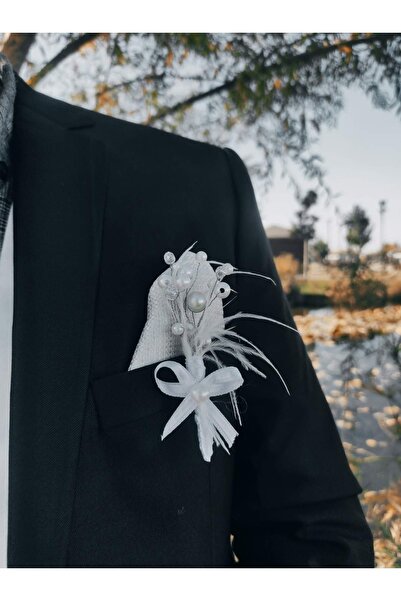 ecrin tuhafiye hobi Beyaz Incili Damat Yaka Çiçeği