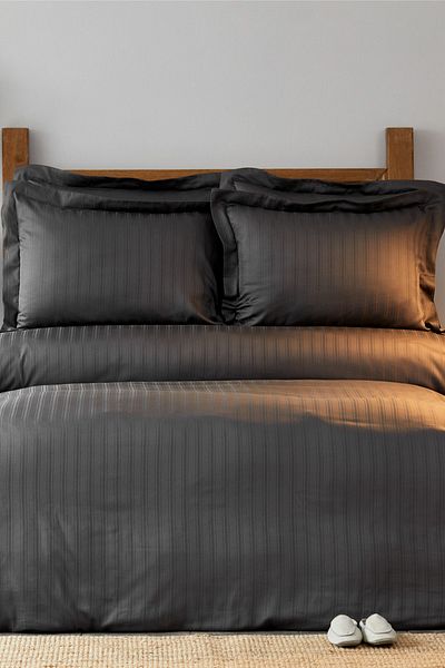 Karaca Home Σετ παπλωματοθήκης Charm Bold Anthracite Cotton Satin Διπλό