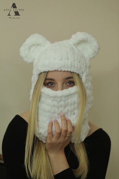 AidaAstrid Snow Mask White Animal Figure Hat Beanie Ski & Snowboard Balaclava