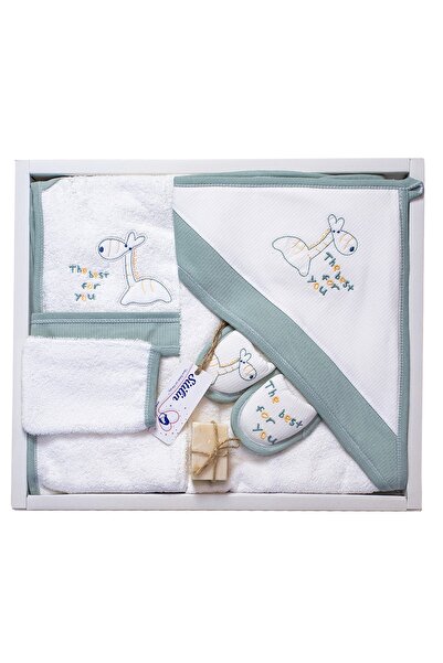 Sitilin طقم رداء حمام للأطفال للجنسين من Green Dino - طقم مناشف لعمر 0-2 سنة