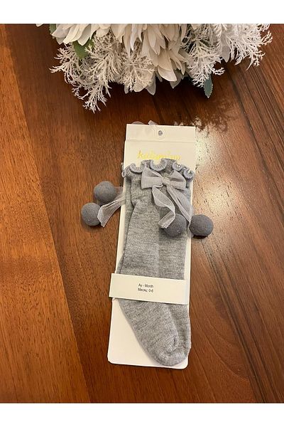Katamino Baby Girl Golf Socks Below Knee with Pompom Detail