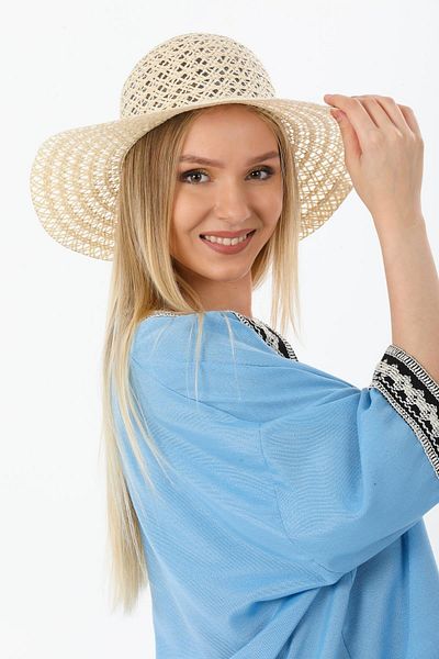 SUVE GOLD Straw Self-Patterned Summer Beach Hat