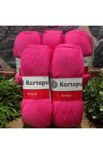 Kartopu Crystal K733 5 Pieces Fiber Thread Hand Knitting Thread Dark Pink