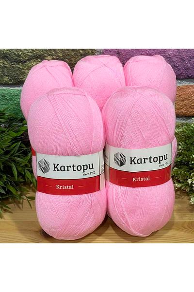 Kartopu Crystal K774 5 Pieces Fiber Thread Hand Knitting Thread Pink