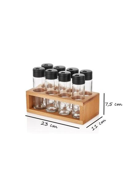 Kenpool 8-Piece Spice Set with Wooden Stand Lisa Spice Rack Set