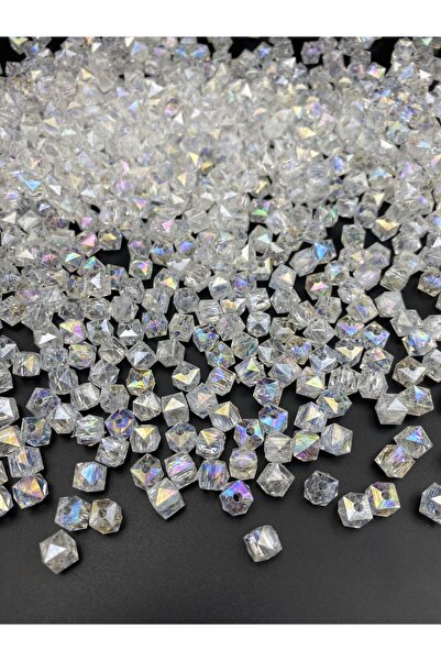 Hedef Bijuteri 50gr 8mm Janjanlı Şeffaf Renk Küp, Kübik Model Akrilik Boncuk,...