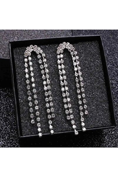 DESİGNEDBYD Women's Rhinestone Shiny Long Dangle Evening Dress Night Wedding ...