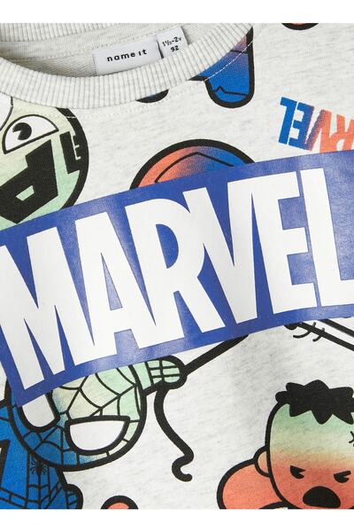 name ıt Бебешки анцуг с кръгло деколте и щампа, сив меланж, 13215450