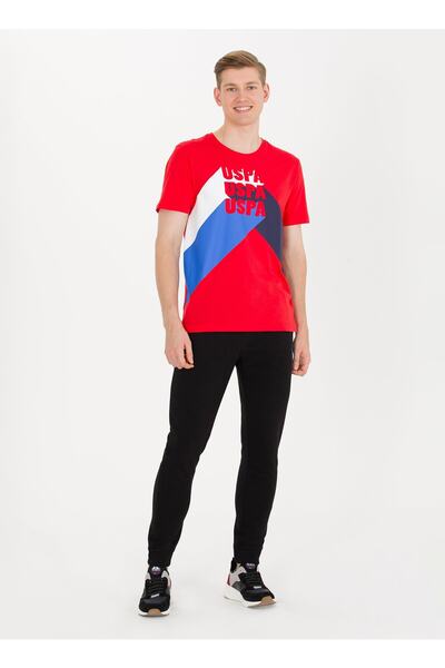 U.S. Polo Assn. Μαύρο ανδρικό φούτερ με κανονική λεπτή μέση Heroldıy023