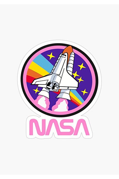 MegaSticker Nasa Roket Pembe Motorsiklet, Laptop, Kask, Araba Sticker 14x11 Cm