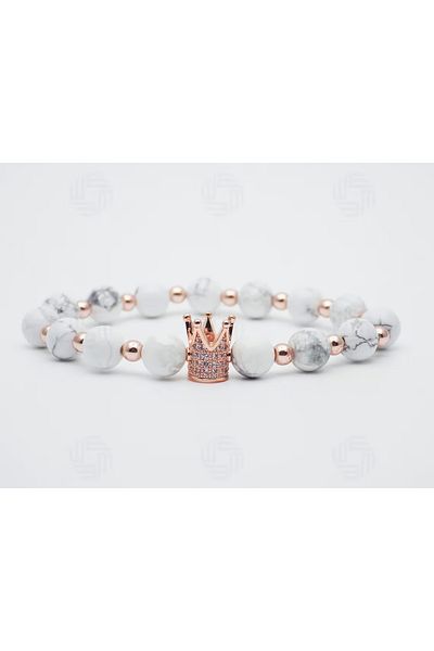 Padore Accessory From the Royal Family| Howlite Natural Stone Bracelet| Zirconium Detailed > Handcrafted
