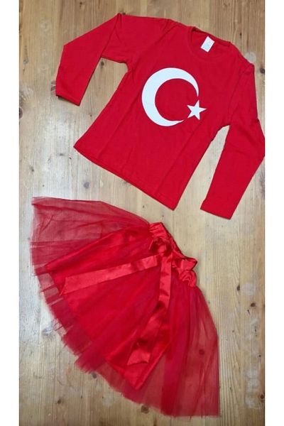 FATELLA Girl's 23 April 29 October Show Birthday Dress Patterned Long Sleeve T-shirt Tutu Skirt Set