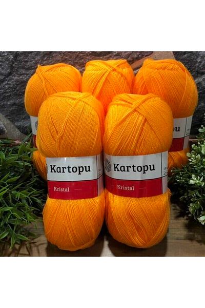 Kartopu Crystal K312 - 5 Pieces Fiber Thread Hand Knitting Yarn Orange