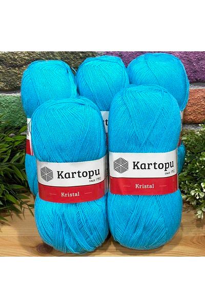 Kartopu Crystal K515 5 Pieces Fiber Thread Hand Knitting Thread Turquoise