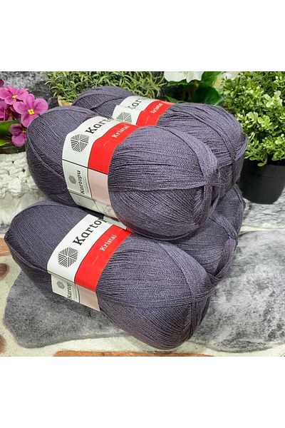 Kartopu Crystal K556 5 Pieces Fiber Thread Hand Knitting Thread Charcoal Gray