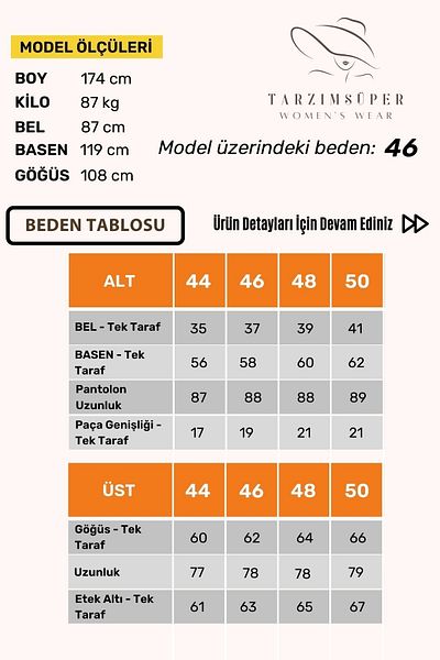 tarzımsüper Large Size 2-Piece Comfort Model Tunic with Trousers Stylish Crow's Feet Pattern Black Double Bottom-Top Set
