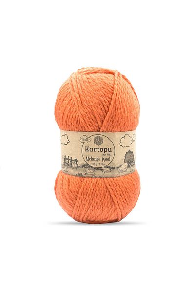 Kartopu K1210 Model 5 Pieces Orange Knitted Hand with Melange Wool