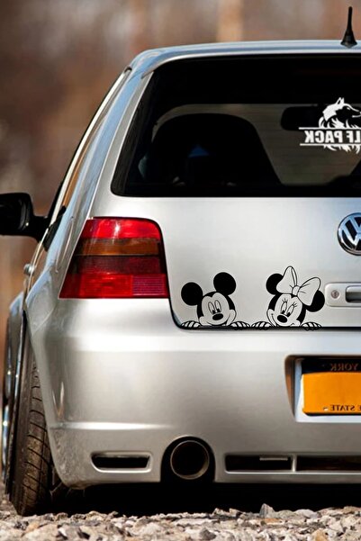 STİCKERCI BEY Sevgili Mickeyler Bagajdan Bakan Adam Sticker Etiket Folyo Kesi...