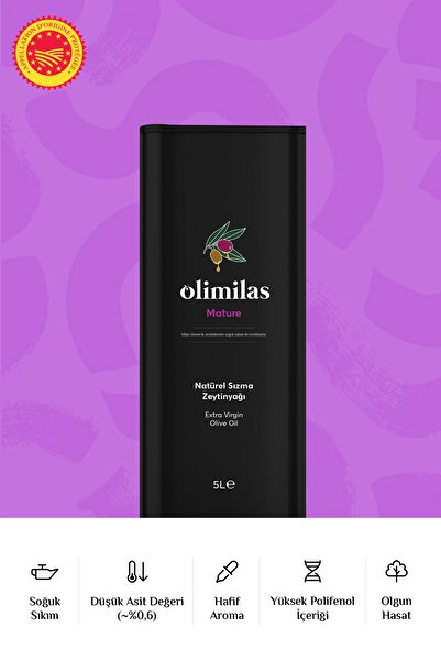 Olimilas Mature Natürel Sızma Soğuk Sıkım Zeytinyağı 5 L 0,6 Asit Yeni Hasat ...