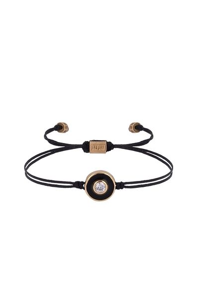 Juju Black Enameled Black String Round Bracelet with Stones on the Middle